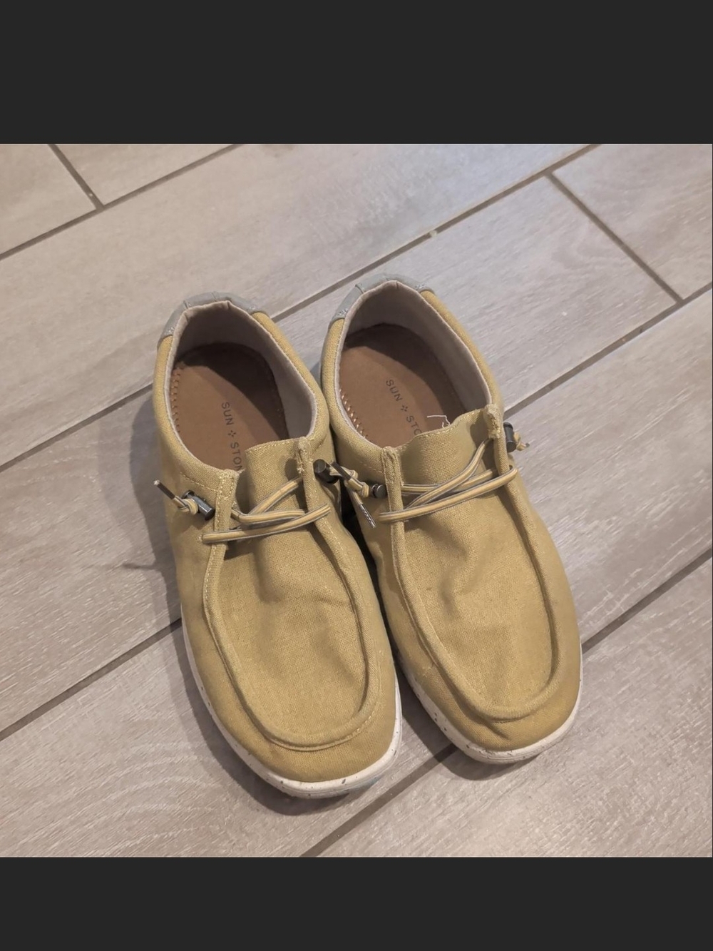 Sun + Stone Casual Canvas Slip On Boat Shoes in Mustard Yellow